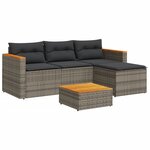 vidaXL Salon de jardin avec coussins 3 Pièces gris résine tressée