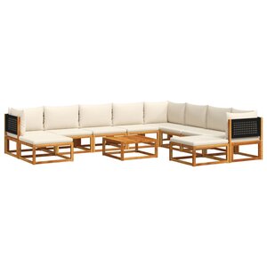 vidaXL Ensemble de canapés de jardin 11 pièces avec coussins en bois d'acacia et rotin