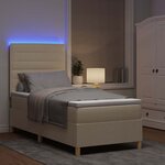 vidaXL Lit à ressort LED avec matelas Crème 90 x 200 cm tissu