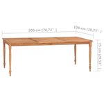 vidaXL Table Batavia 200x100x75 cm Bois de teck massif