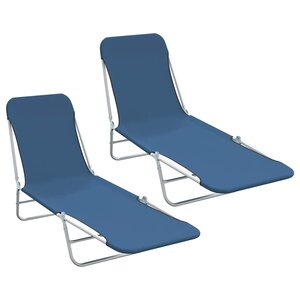 vidaXL Chaises longues pliables lot de 2 Acier et tissu Bleu