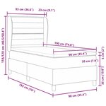 vidaXL Lit à ressorts avec matelas gris foncé 90x190 cm Bleu tissu