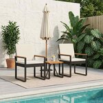 vidaXL Ensemble de meubles d'extérieur 3 Pièces Noir et blanc crème