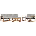 vidaXL Ensemble de canapés d'extérieur 6 Pièces Gris Naturel et Clair