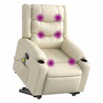 vidaXL Fauteuil inclinable de massage Crème Similicuir