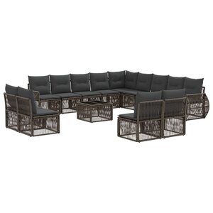 vidaXL Ensemble de canapé de jardin 14 pc Gris et Gris foncé polyrotin