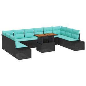 vidaXL Ensemble de salle à manger pour jardin 11 Pièces Noir et Sarcelle