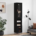 vidaXL Buffet haut Noir 34 5x34x180 cm Bois d'ingénierie