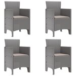 vidaXL Chaises de jardin avec coussins 4 Pièces gris clair poly rotin