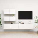 vidaXL Ensemble de meubles TV 4 Pièces Blanc Bois d'ingénierie
