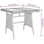 vidaXL Table de jardin Gris 70x70x72 cm Résine tressée et acacia