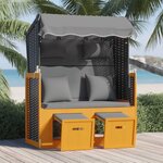vidaXL Strandkorb coussin résine tressée bois solide noir anthracite
