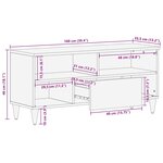 vidaXL Meuble TV 100x33 5x46 cm bois massif de manguier