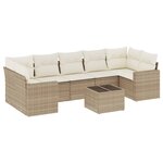 vidaXL Salon de jardin avec coussins 8 Pièces beige résine tressée