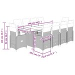vidaXL Ensemble de bistro de jardin 11 Pièces coussins marron poly rotin