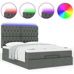 VidaXL Cadre de lit ottoman avec matelas gris foncé 140x200 cm tissu
