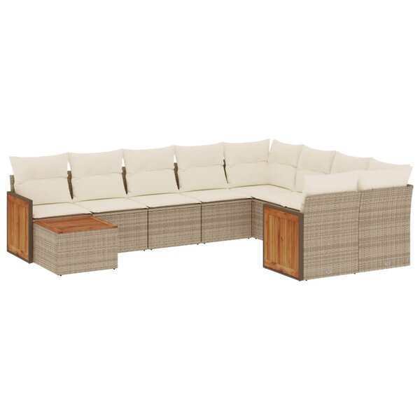 vidaXL Salon de jardin avec coussins 10 Pièces beige résine tressée