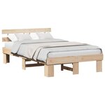 vidaXL Cadre de lit avec tête de lit Naturel 120 x 190 cm Pin massif