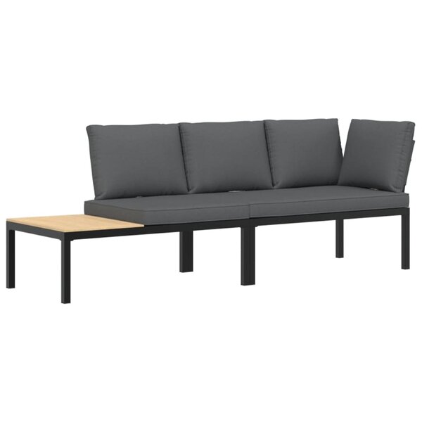 vidaXL Salon de jardin 2 Pièces avec coussins noir aluminium