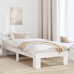 vidaXL Cadre de lit avec tête de lit Blanche 100x200 cm Bois massif Pin