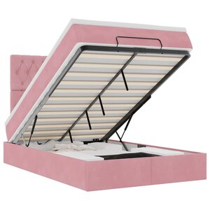 vidaXL Cadre de lit ottoman avec matelas rose 120x190 cm velours