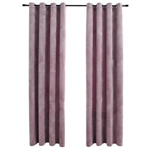 vidaXL Rideaux occultants avec anneaux 2 Pièces Velours Rose 140x175 cm