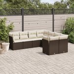 vidaXL Salon de jardin 8 Pièces avec coussins marron résine tressée