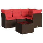 vidaXL Salon de jardin avec coussins 5 Pièces marron résine tressée