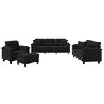 vidaXL Ensemble de canapés 4 Pièces avec coussins Noir Tissu microfibre