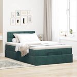 vidaXL Lit ottoman avec matelas et LED vert foncé 90x200cm velours