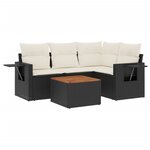 vidaXL Salon de jardin 5 Pièces avec coussins noir résine tressée
