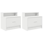 vidaXL Table de chevet avec tiroir 2 Pièces blanc 51x31x47 cm