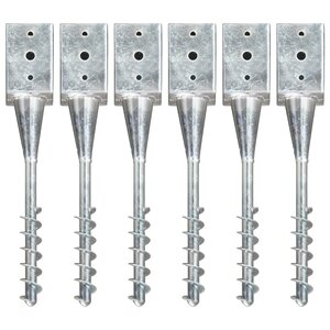 vidaXL Piquets au sol 6 Pièces Argenté 9x9x56 cm Acier galvanisé