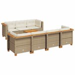 vidaXL Salon de jardin avec coussins 8 Pièces beige résine tressée