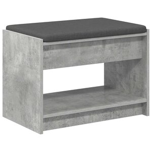 vidaXL Banc d'entrée avec coussin Gris Béton 63 x 38 x 45 cm