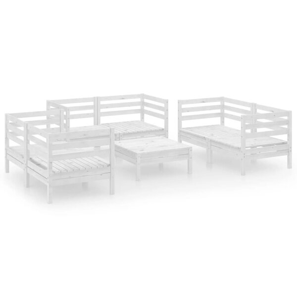 vidaXL Salon de jardin 7 Pièces Blanc Bois de pin massif