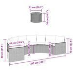 vidaXL Canapé de jardin table coussins demi-rond noir résine tressée