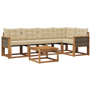 vidaXL Ensemble de canapés d'extérieur 6 Pièces Naturel et Beige