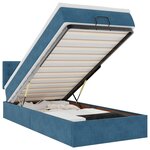 vidaXL Cadre de lit ottoman avec matelas bleu foncé 90x200 cm velours