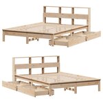 vidaXL Lit bibliothèque sans matelas 140x200 cm bois massif de pin