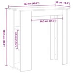 Table de bar vidaXL avec étagère - Chêne noir  102x50x103 5 cm  Fabriquée en bois reconstitué