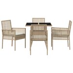 vidaXL Ensemble de Salle à Manger de Jardin 5 Pièces Beige Poly Rattan