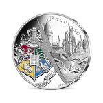 Monnaie  de 10€ argent colorisée harry potter - château de poudlard