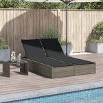 vidaXL Chaise longue double avec coussins gris résine tressée