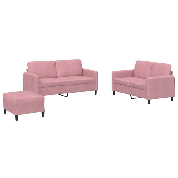 vidaXL Ensemble de canapés 3 Pièces rose velours