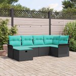 vidaXL Ensemble de canapé de jardin avec coussin 6 Pièces Poly rotin
