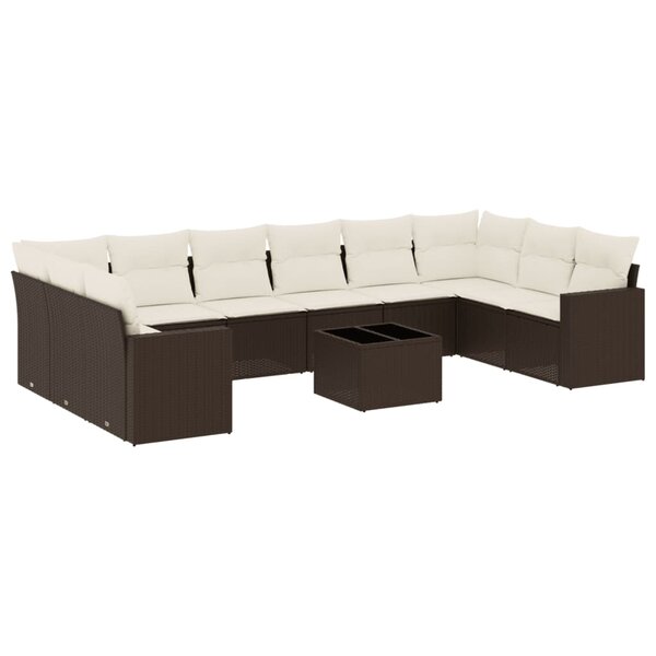 vidaXL Salon de jardin et coussins 11 Pièces marron résine tressée