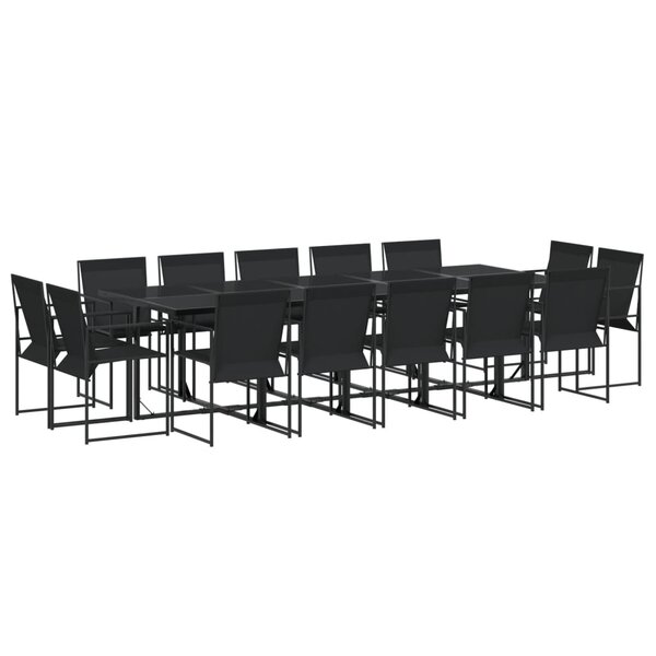vidaXL Ensemble à manger de jardin 15 Pièces noir textilène