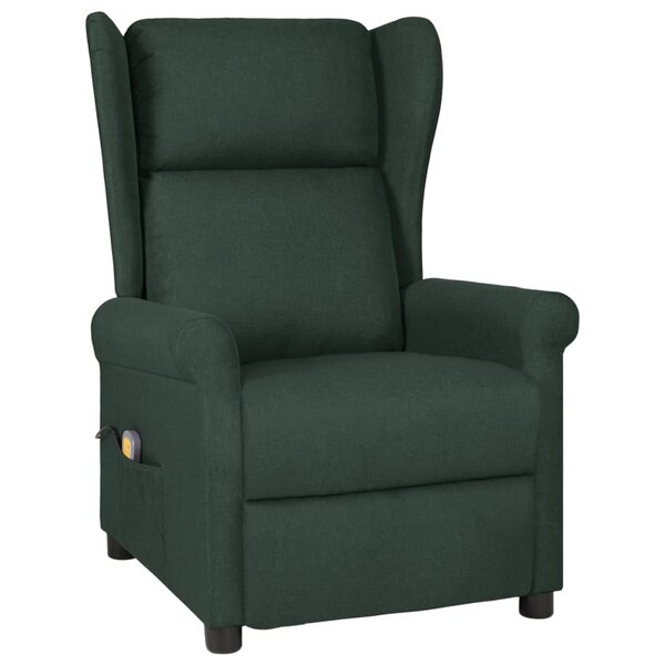 vidaXL Fauteuil de massage Vert foncé Tissu