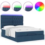 VidaXL Cadre de lit ottoman avec matelas bleu 140x200 cm tissu